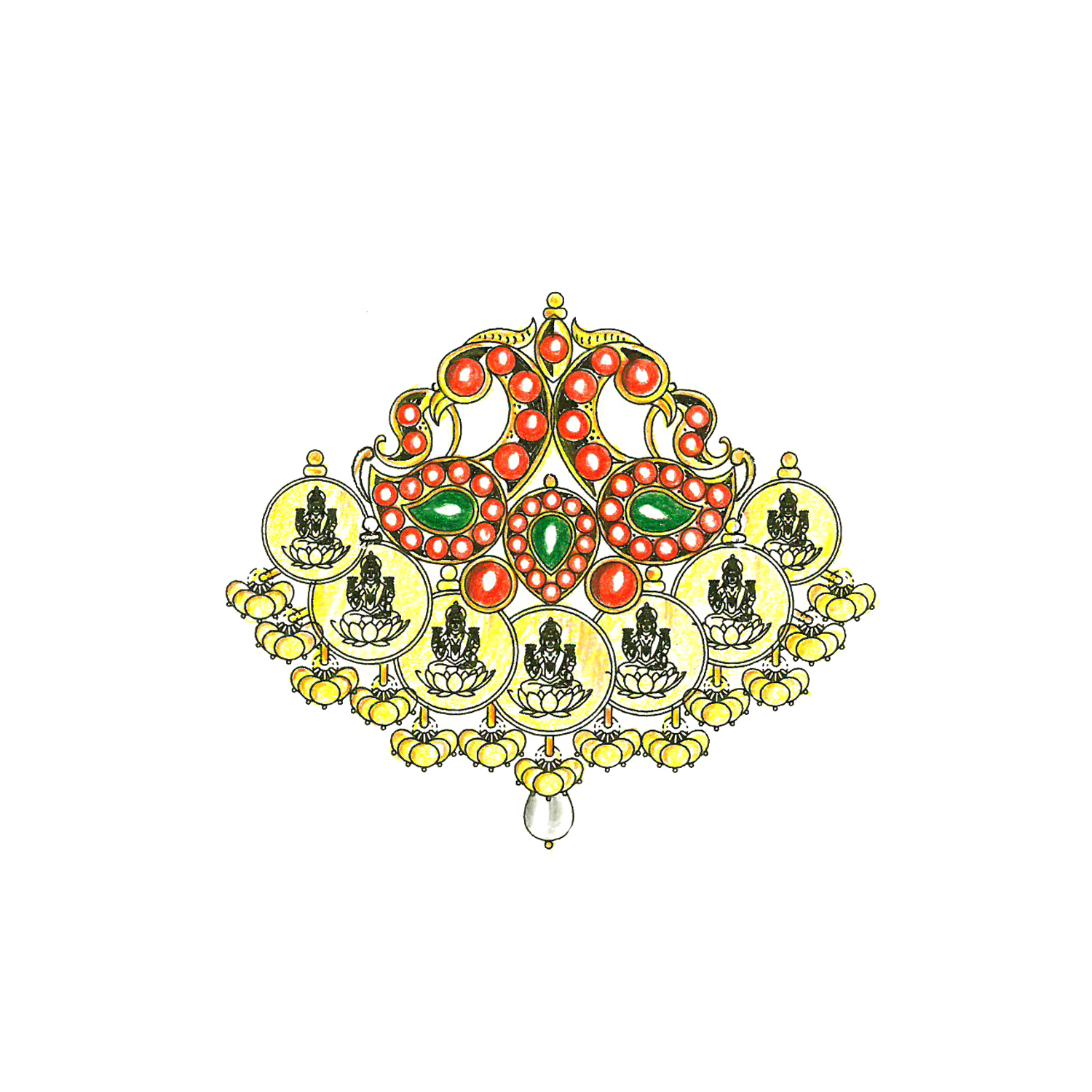 Gold Pendant Set with Gemstones