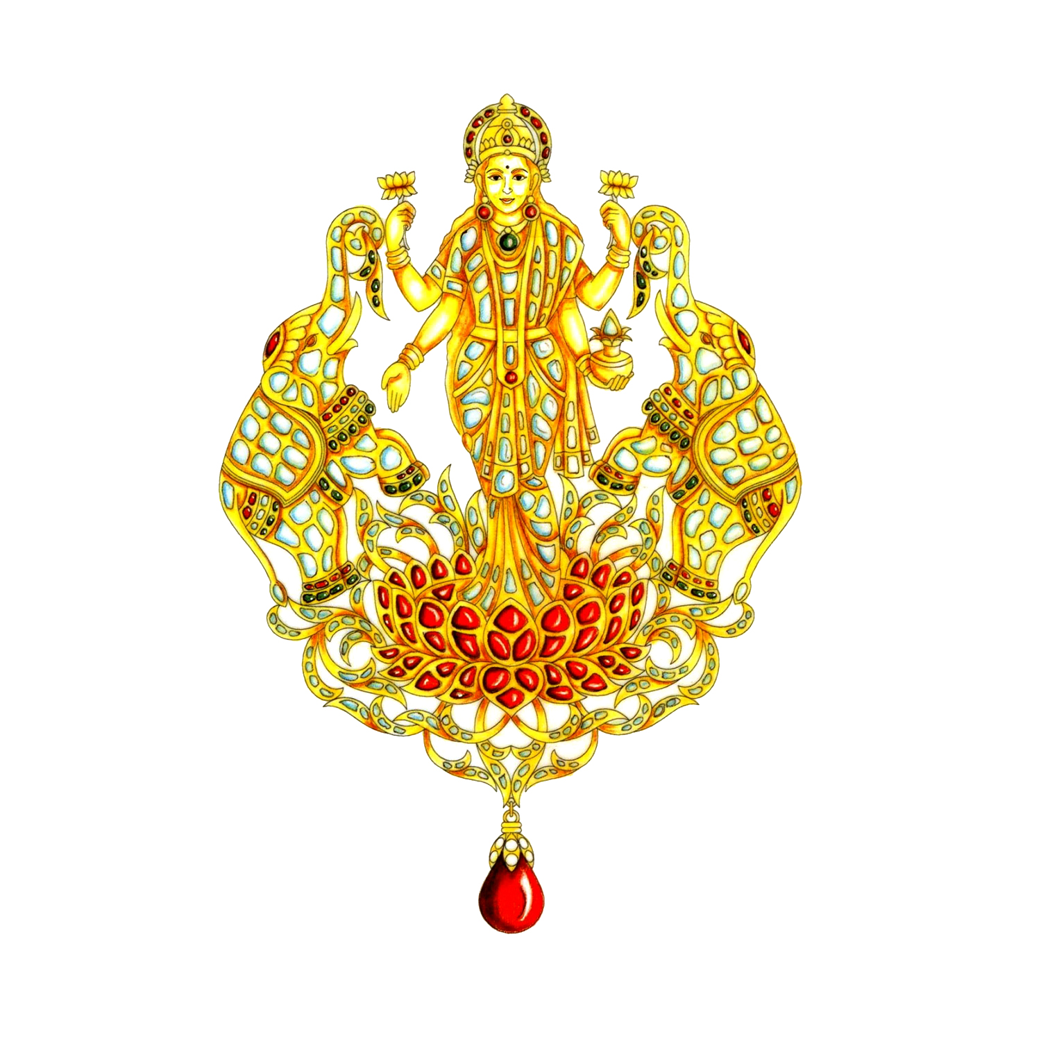 Gold Pendant Set with Gemstones