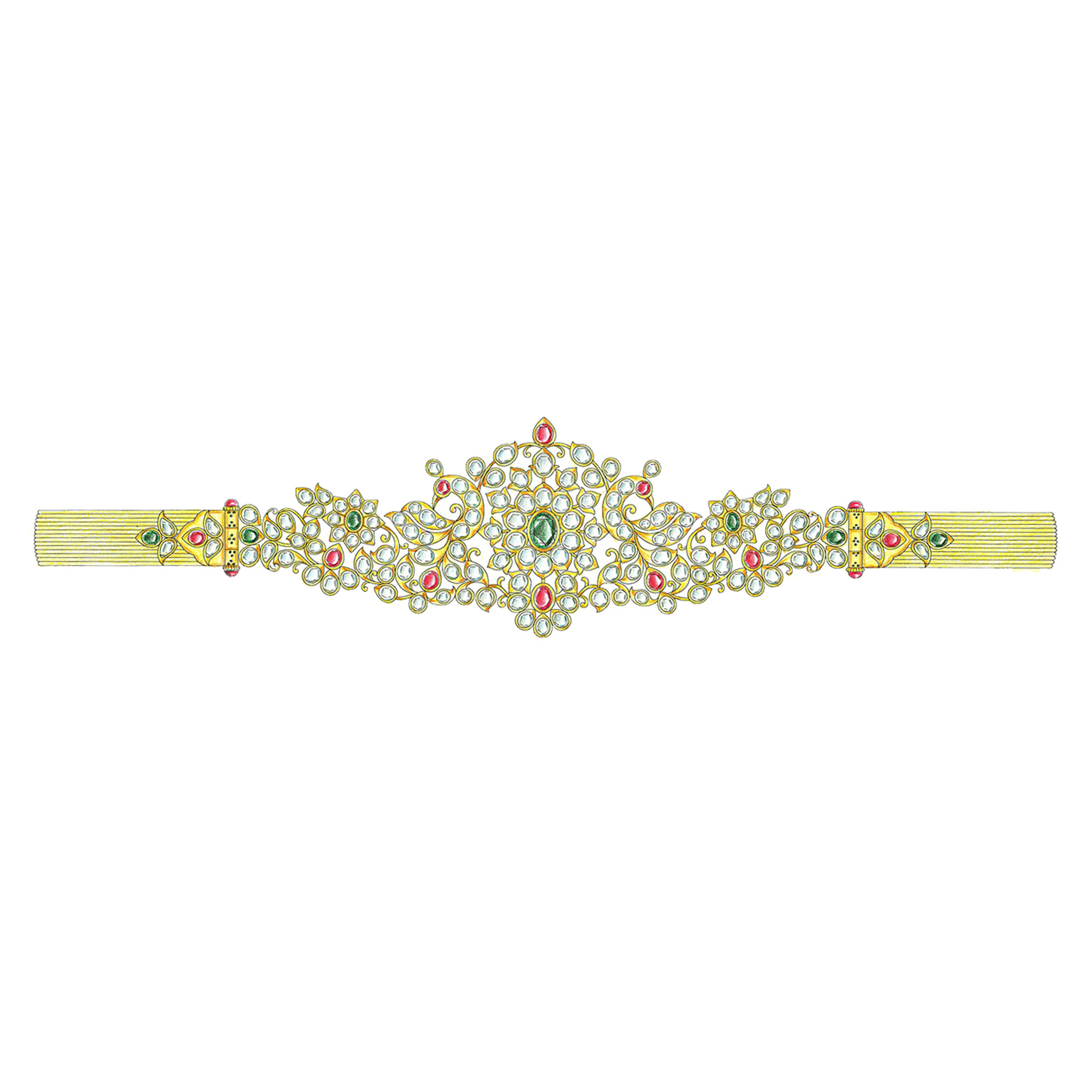 Gold Waist Belt with Gemstones