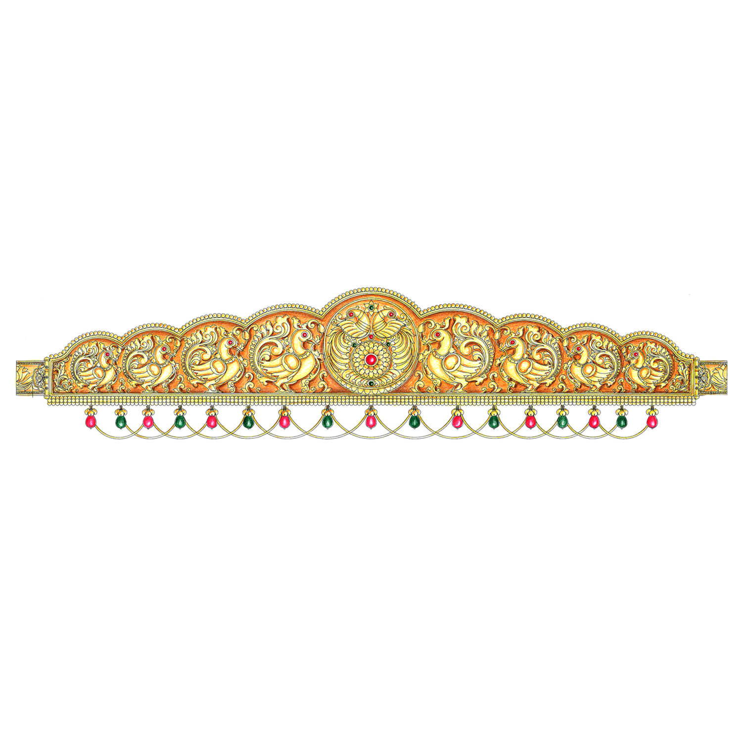 Gold Waist Belt with Gemstones