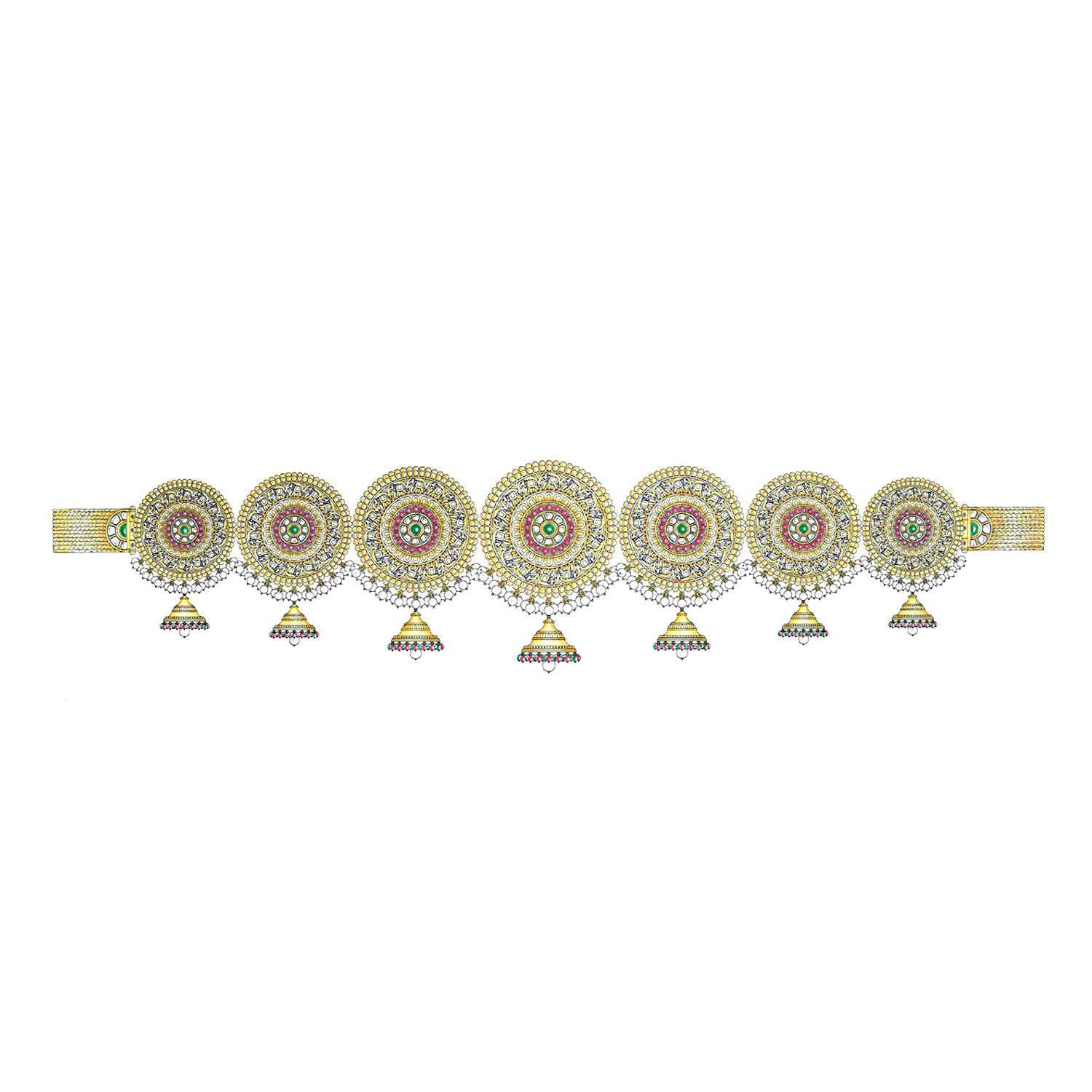 Gold Waist Belt with Gemstones