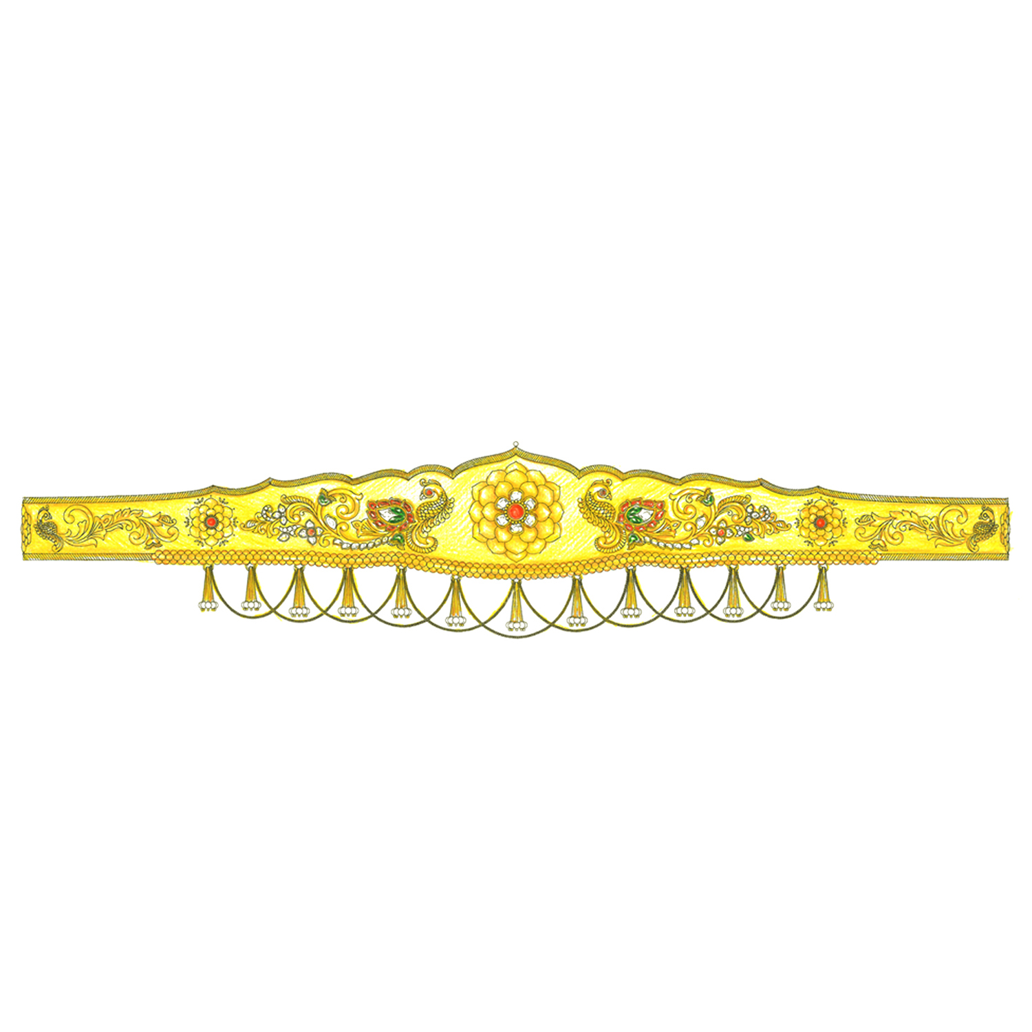 Gold Waist Belt with Gemstones