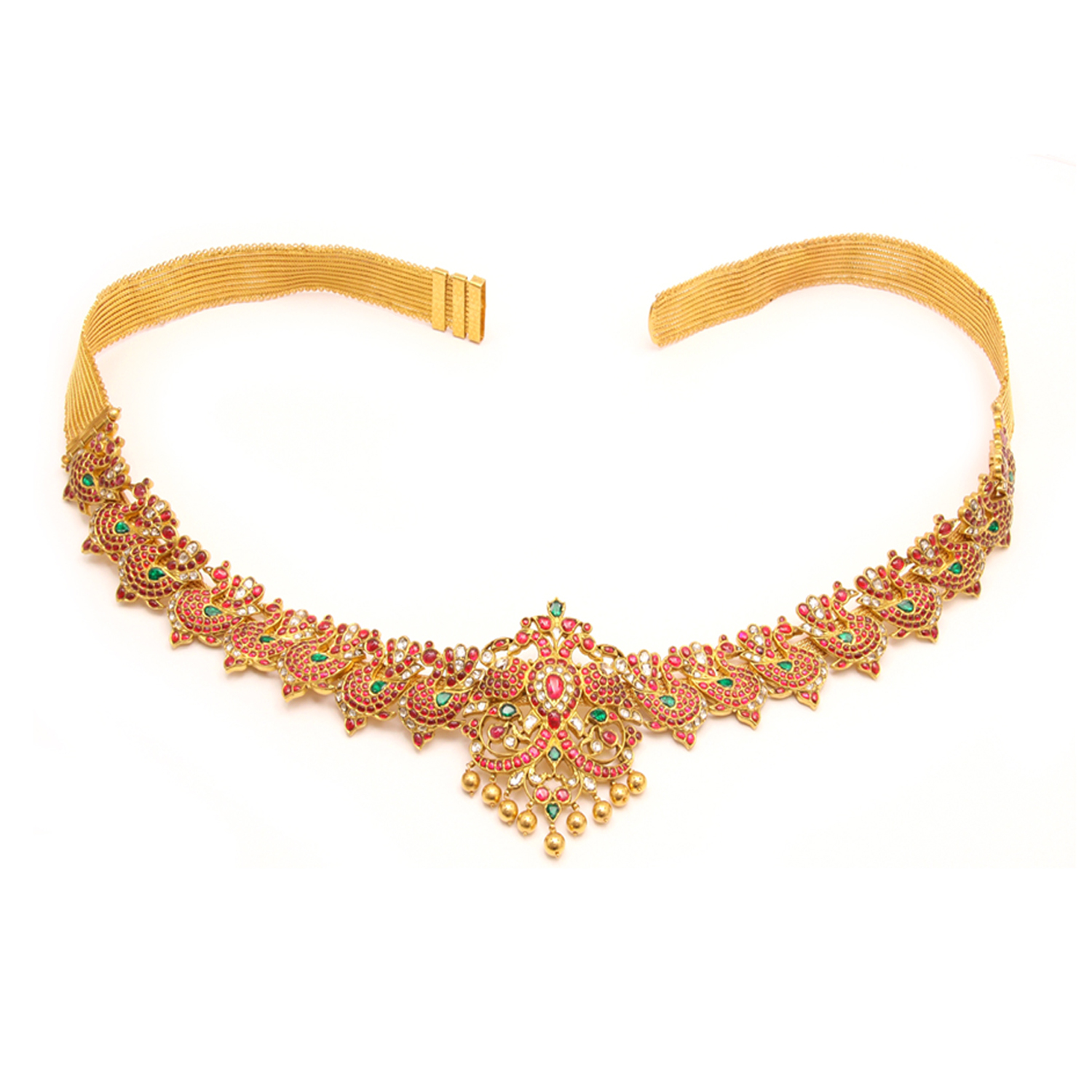 Gold Waist Belt with Gemstones