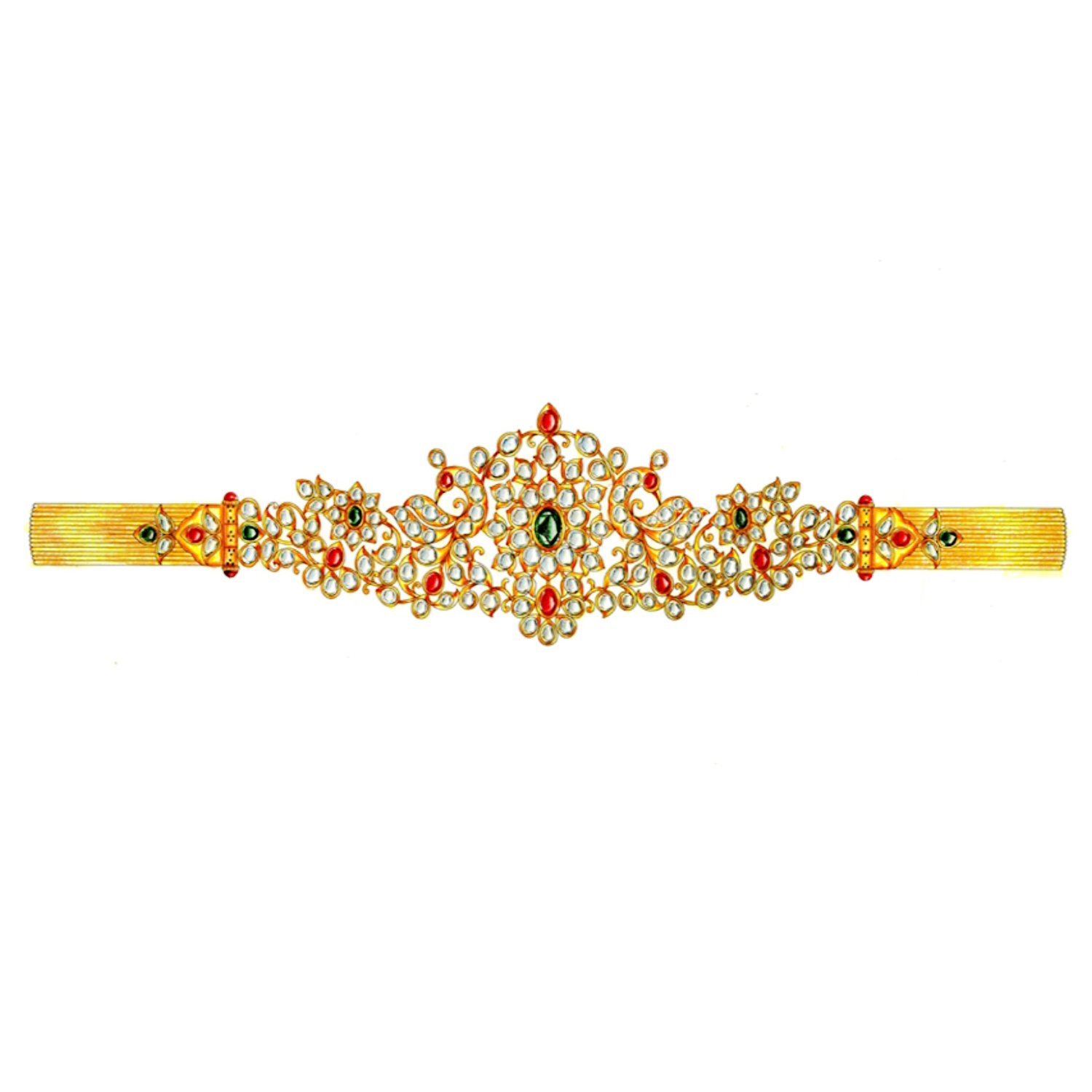 Gold Waist Belt with Gemstones