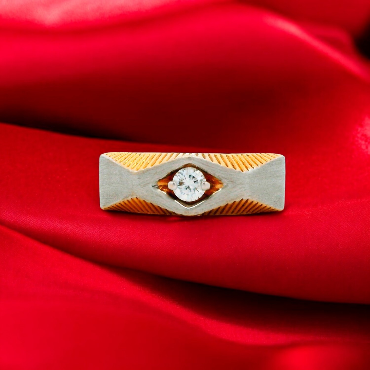 Textured Diamond Gold Ring