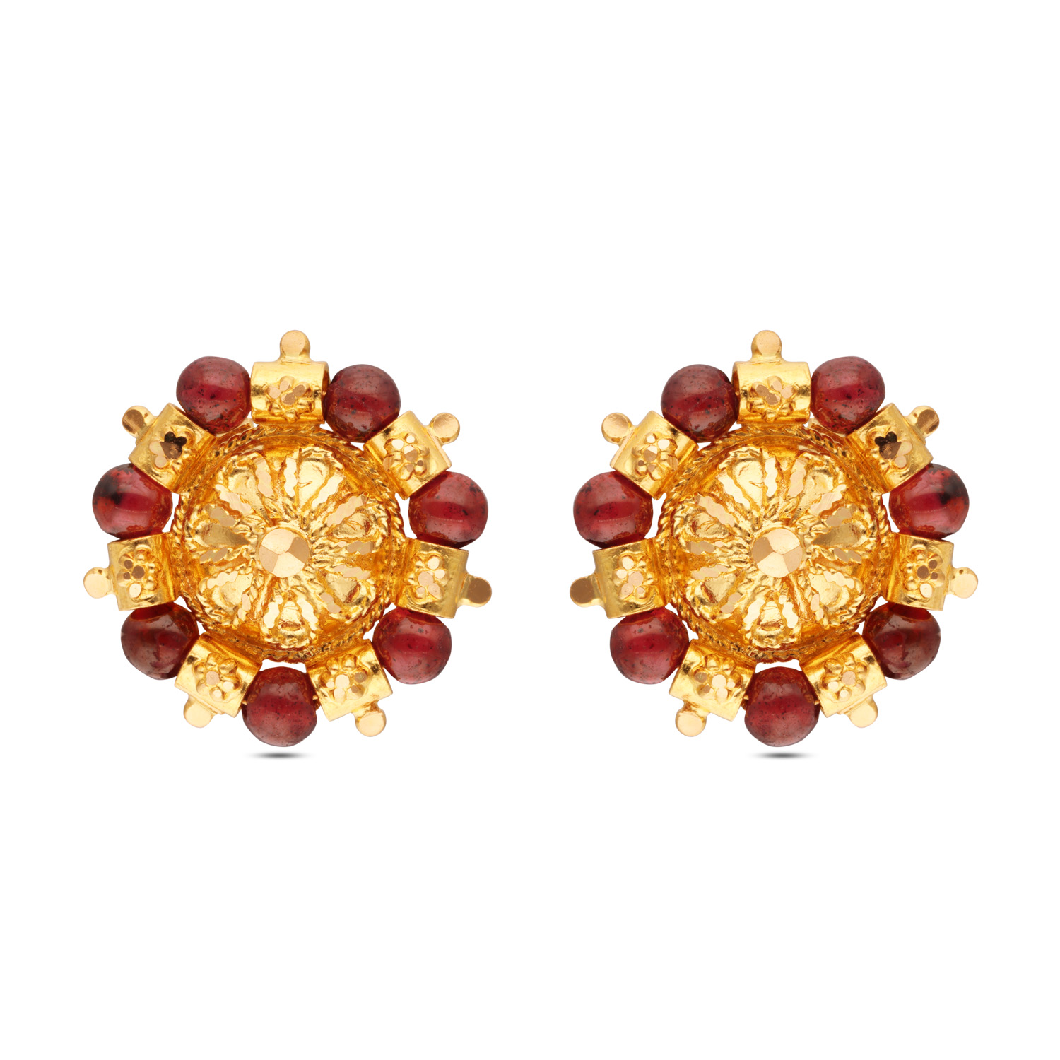 Majestic Rhodolite Garnet Gold Stud Earrings