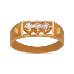 Traditional 3 Stone Mens Gold Ring