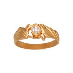 Traditional 1 Stone Mens Gold Ring