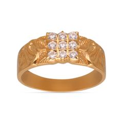 Traditional 9 Stone Mens Gold Ring