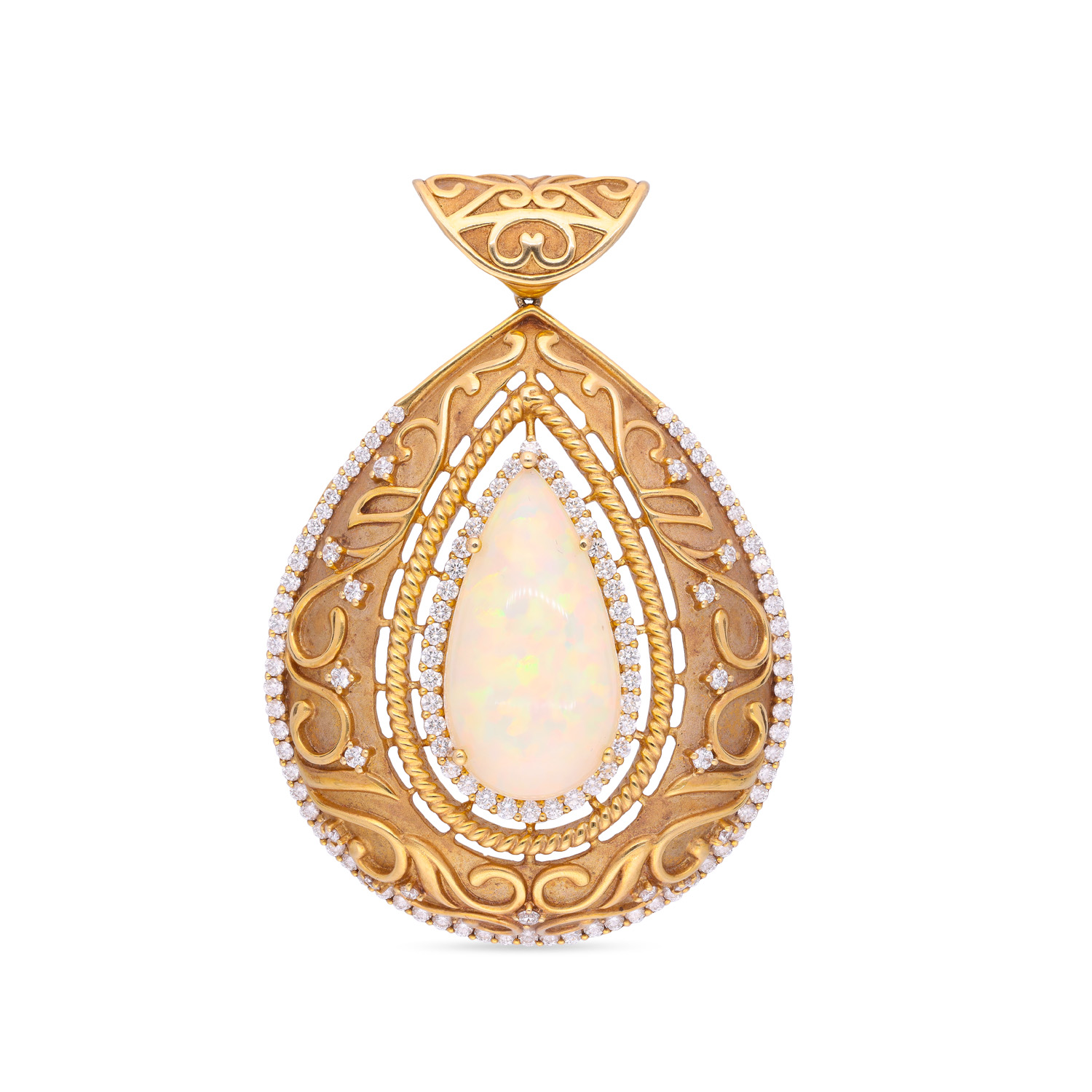 Majestic Opal & Diamond Gold Pendant