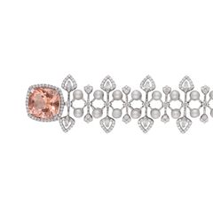 Classic Diamond Flexible Bracelet with Morganite and Pearl
