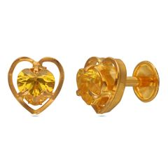 Classic Heart Shape Colour stone Gold stud