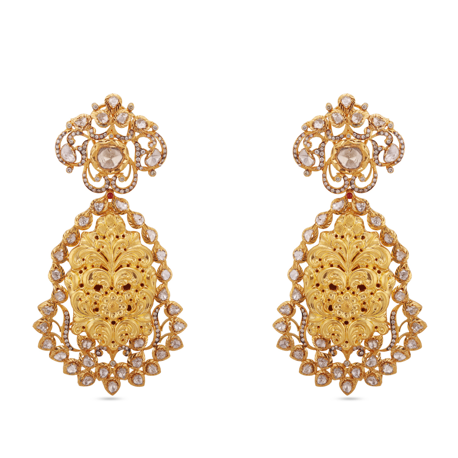 Heritage Gold Drops Studded With Uncut Diamond