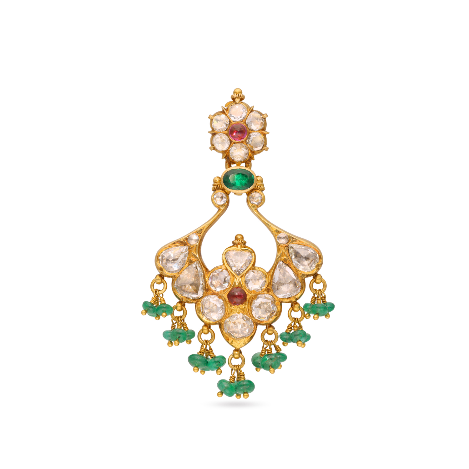 Heritage Gold Pendant Set With Uncut And Gemstone