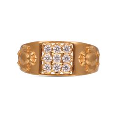 Traditional 9 Stone Mens Gold Ring