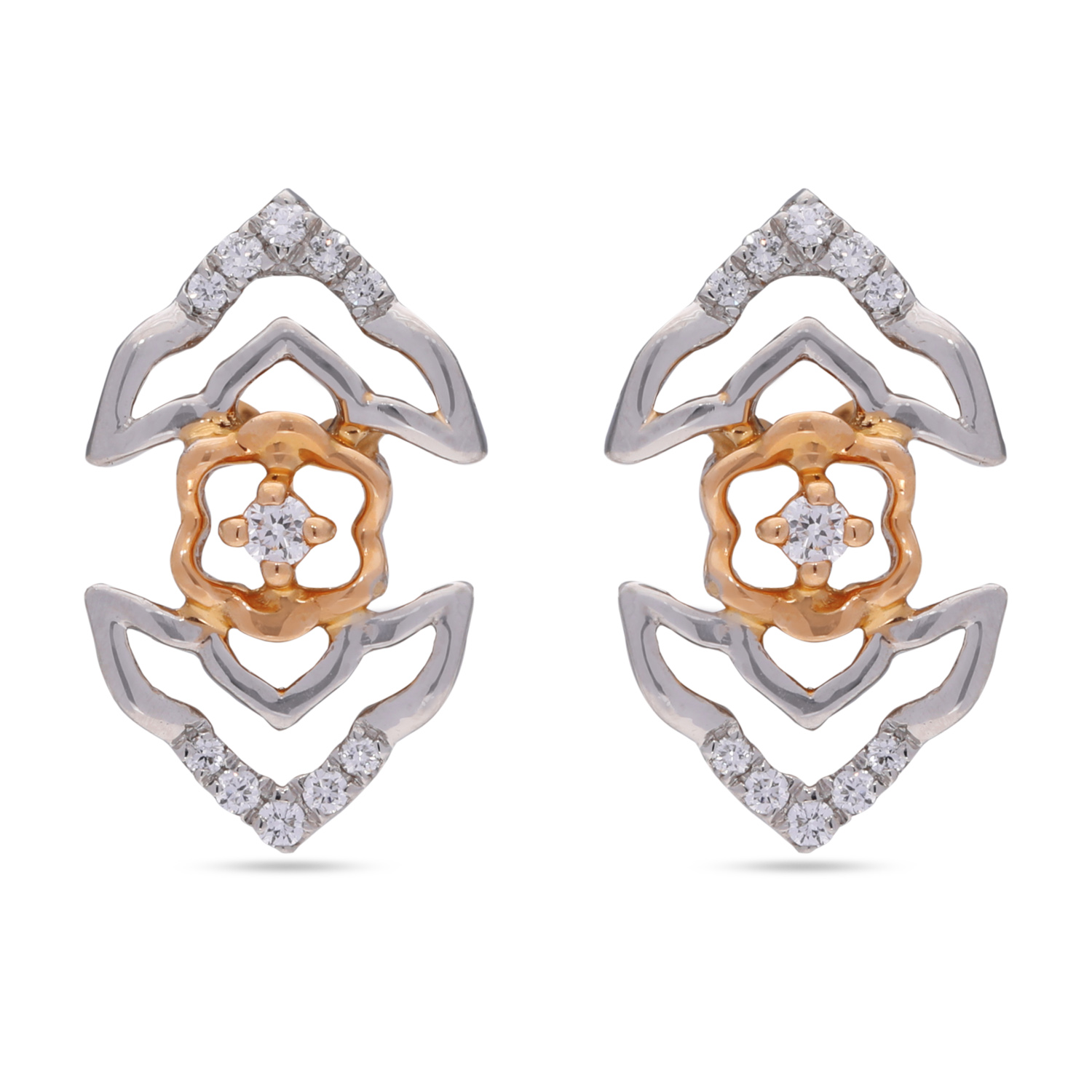 Classic Platinum Studs With Bi Metal Set With Diamond