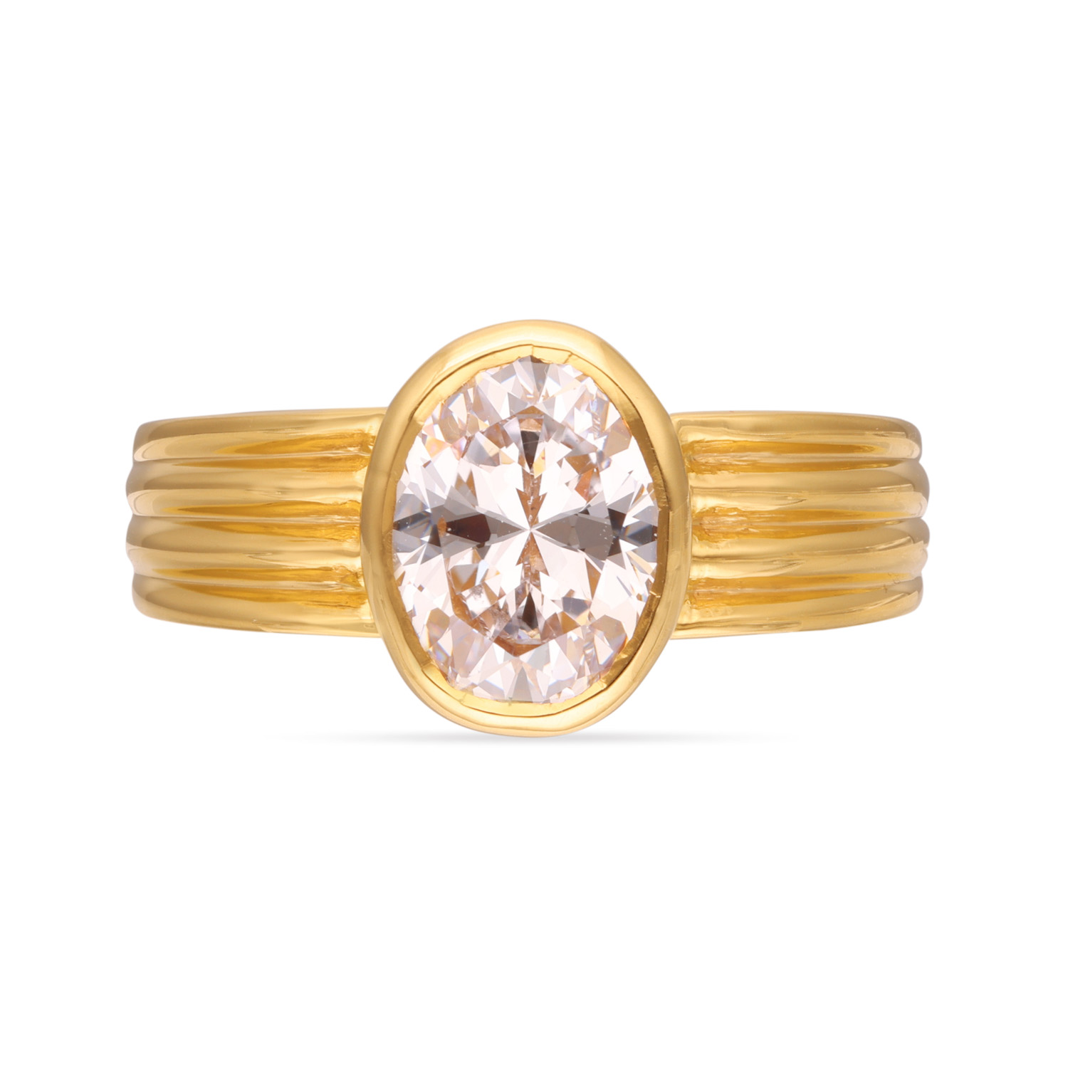 Classic Gold Ring Studded With Zircon