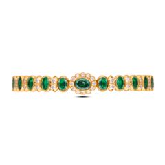 Elegance Redefined: Unique Diamond Bangle with Fancy Pattern and Gemstone Accent