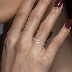 Classic Sollitaire Diamond Ring for Women with White Gold Finish