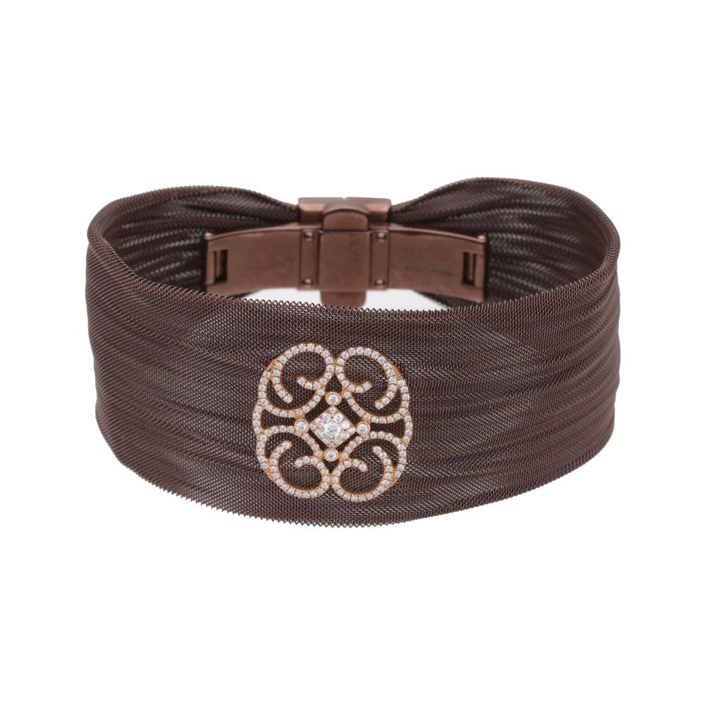 Diamond Bracelet In Flexible Pattern With Gemstones