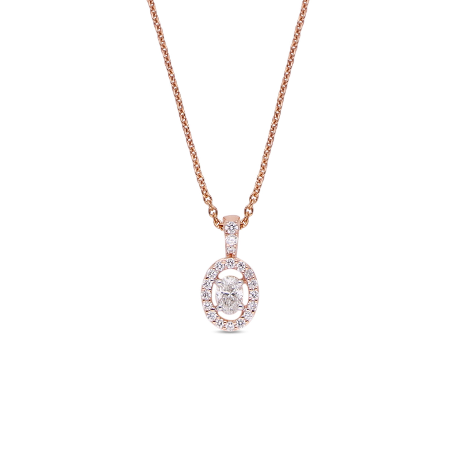 Oval Opulence: Diamond Pendant Chain Featuring Exquisite Oval Cut Centerpiece