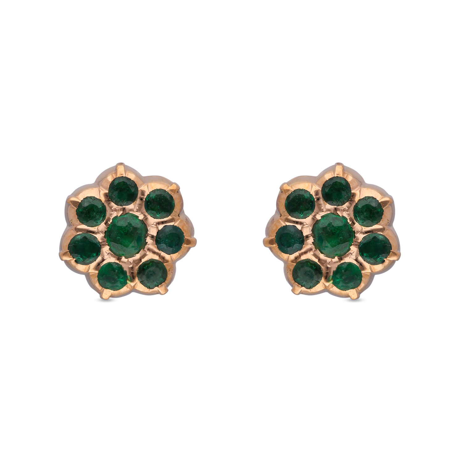Nakshatra Radiance: Traditional Emerald-Studded Ear Stud