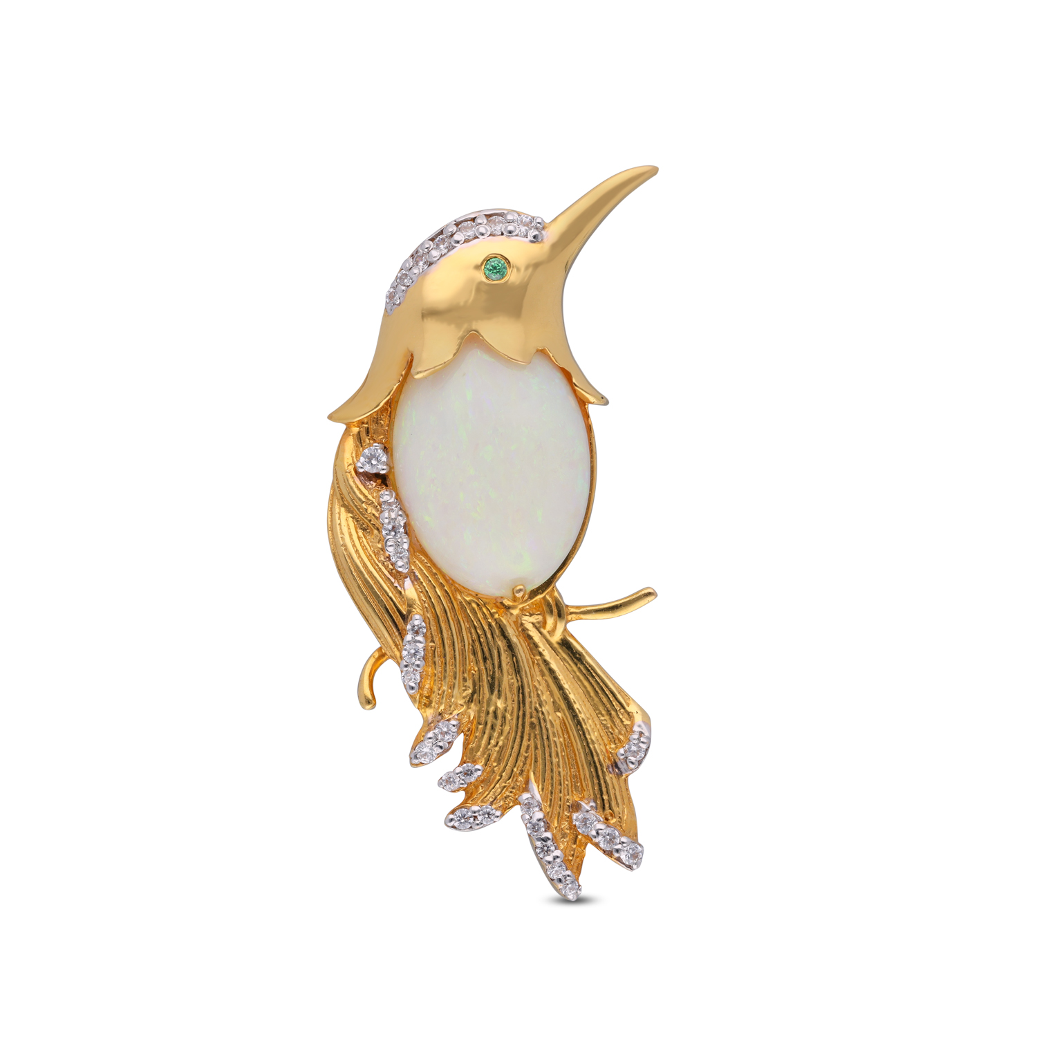 Avian Elegance Gold Brooch in Exquisite Bird Motif