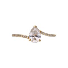 Radiant Splendor Pear-Shaped Solitaire Diamond Ring in Yellow Gold