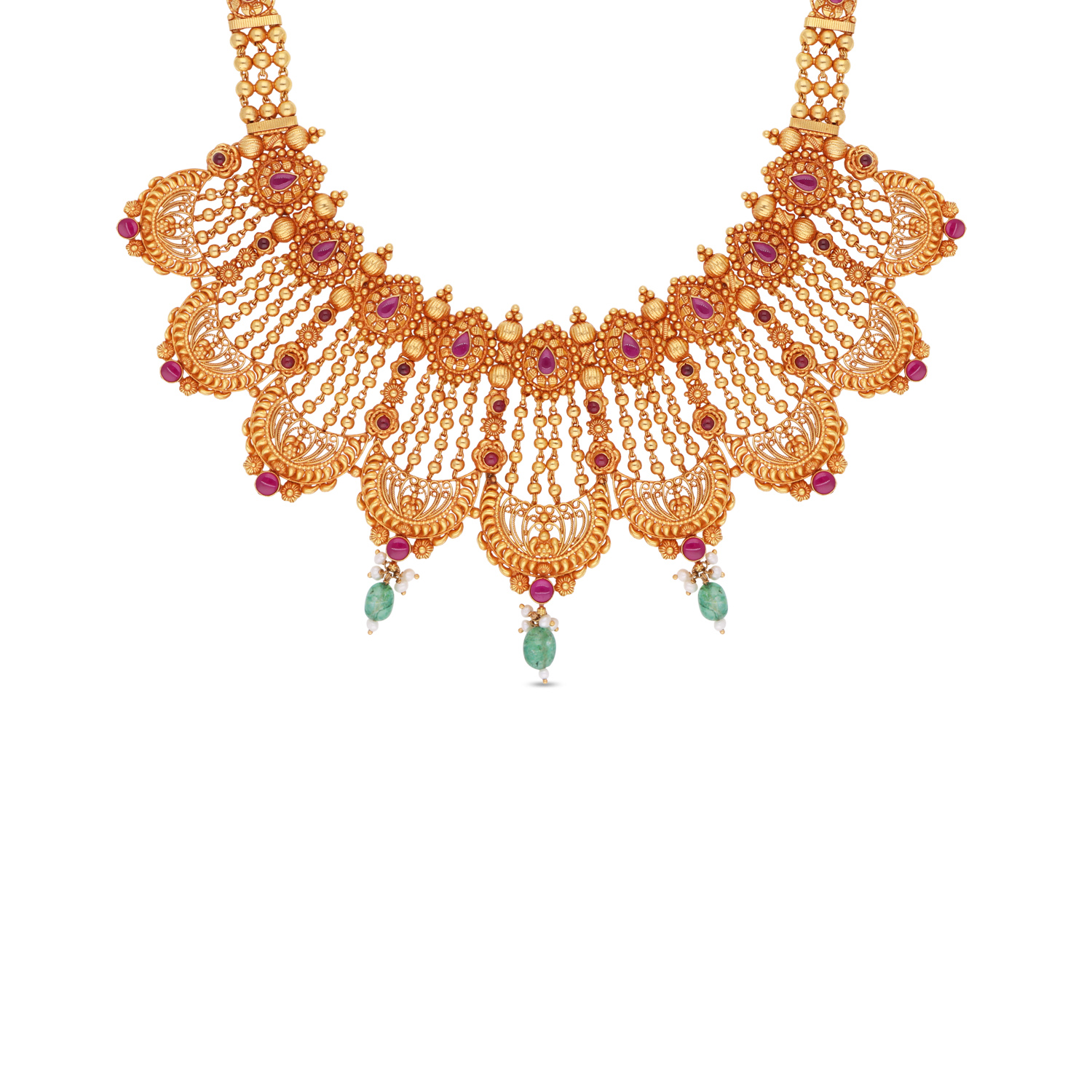 Timeless Beauty Traditional Gold Necklace with Filigree Work