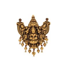 Divine Opulence Religious Gold Goddess Lakshmi Pendant with Repoussé Work