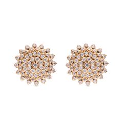 Southern Radiance Close-Setting Diamond Earstuds with South Indian Elegance