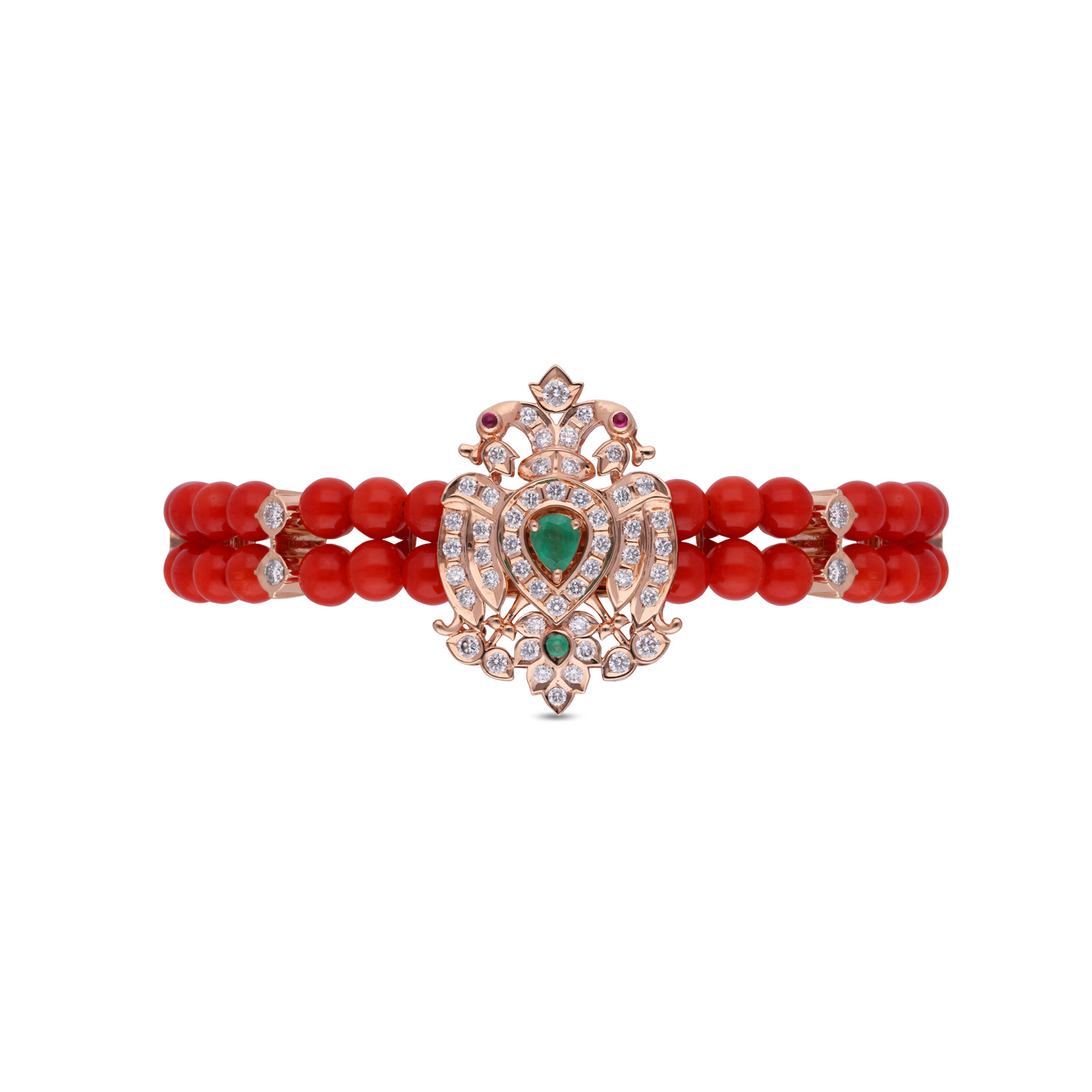 Heritage Brilliance Traditional Diamond Gandaberunda Bracelet with Colorful Gemstone