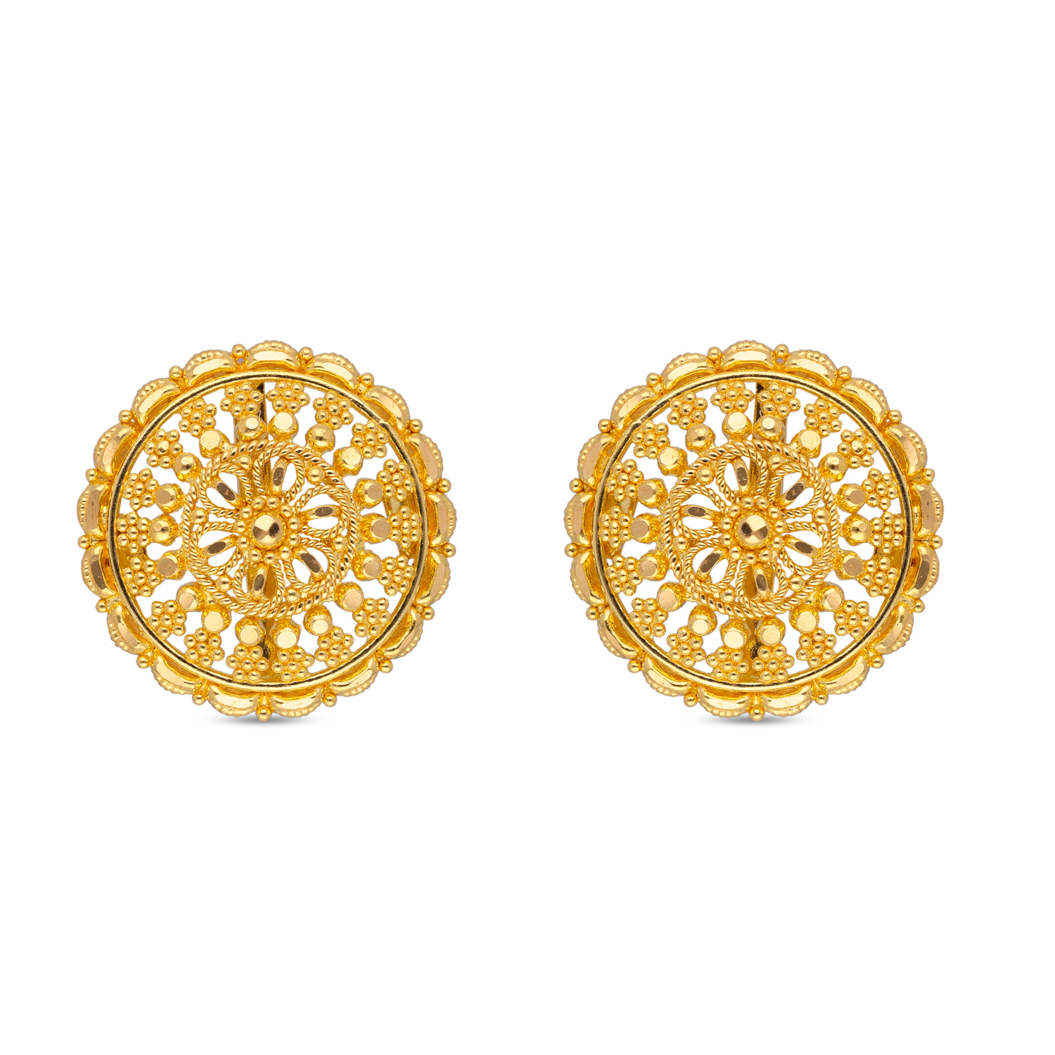 Timeless Elegance Classic Gold Filigree Stud in Round Motif