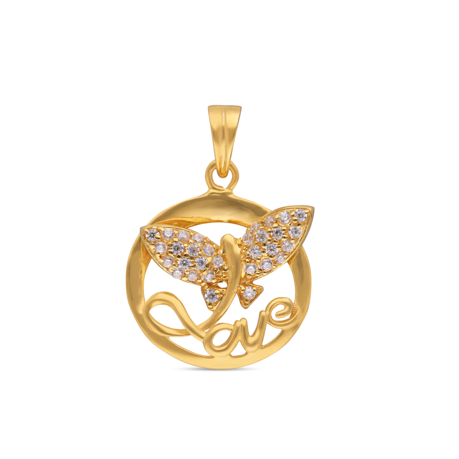 Timeless Love Classic Gold Pendant with Butterfly Motif