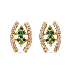Timeless Radiance Classic Gold Stud with Zircon Stones