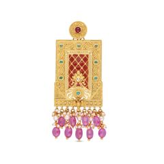 Eternal Beauty Classic Gold Filigree Pendant with Colorful Gemstone