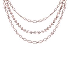 Floral Elegance Three-Row Diamond Necklace in a Blossoming Design
