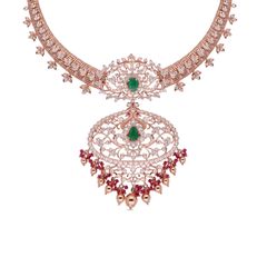 Graceful Heritage Traditional Close-Setting Diamond Necklace in Rose Gold Finish