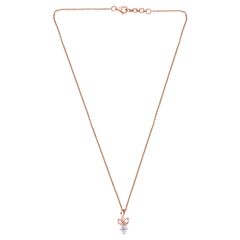Radiant Bloom: Solitaire Diamond Chain Pendant with Rose Gold Finish