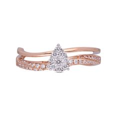 Modern Elegance: Contemporary Diamond Ring with Rose Gold Finish