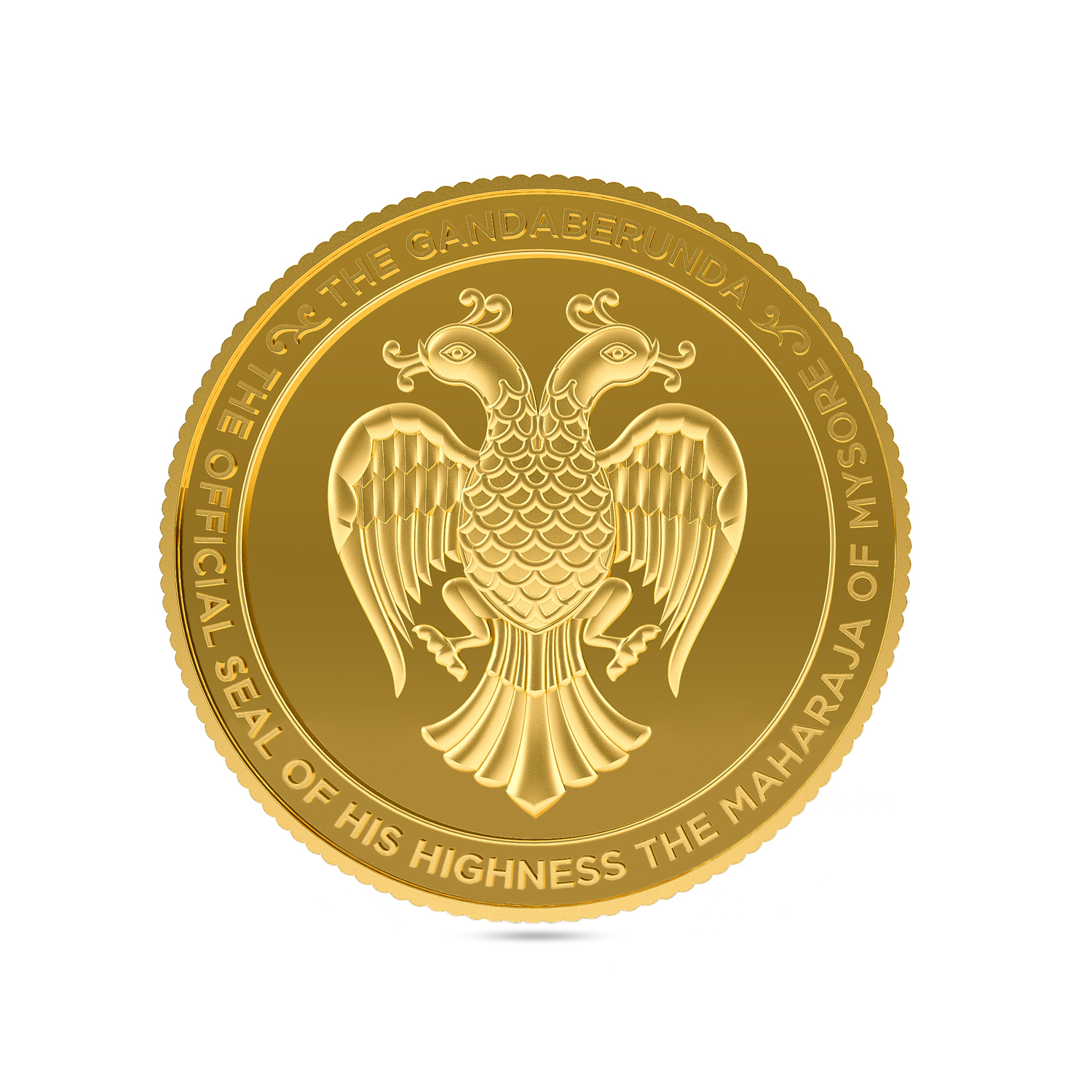 Pure Elegance: 10gm 24kt Gold Round Minted Gandaberunda Coin