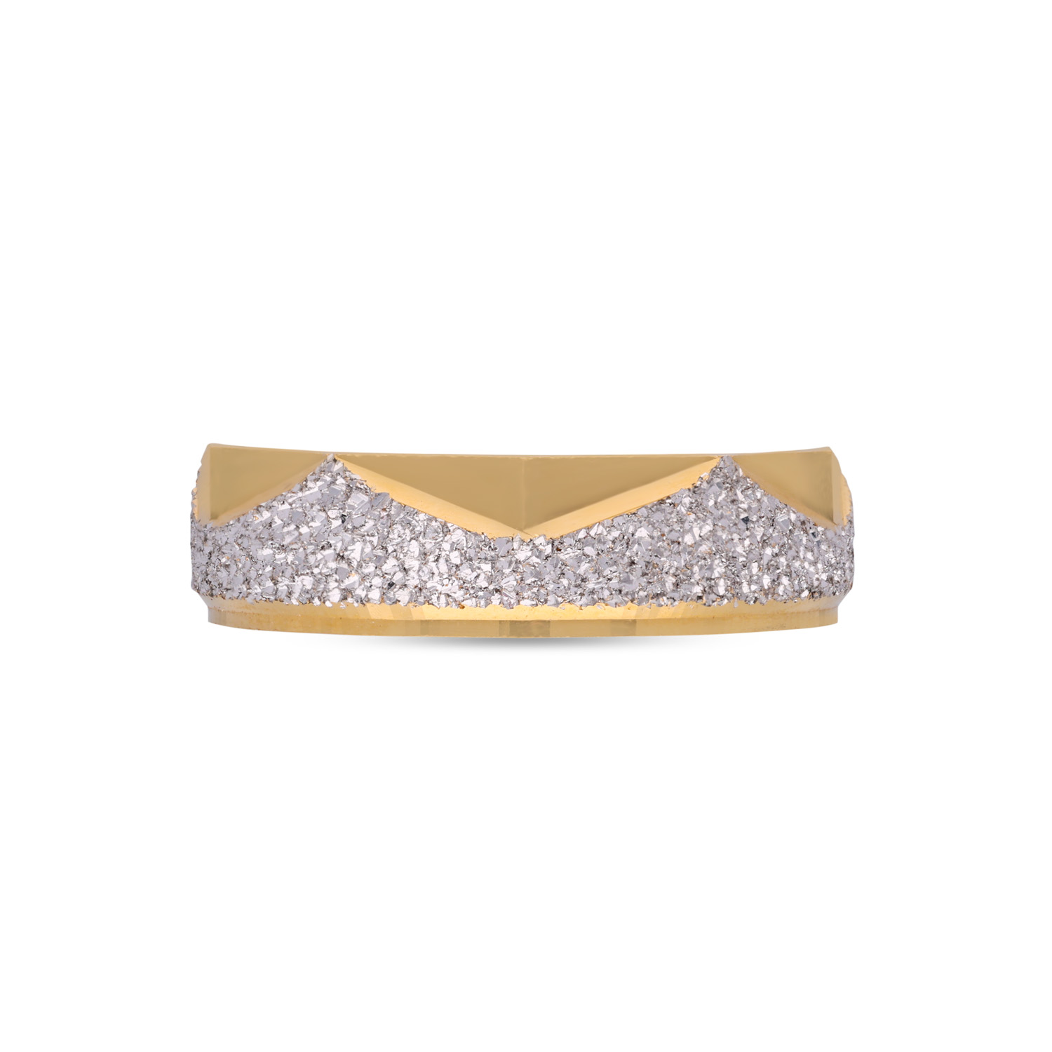 Harmony Fusion: Gold Band Ring with Matte Finish and White Gold Accents