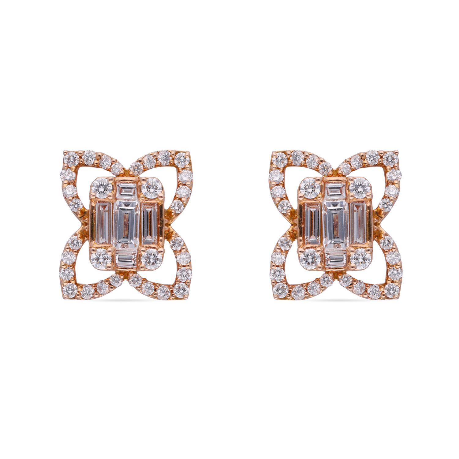 Blossom Brilliance: Diamond Floral Pattern Earrings