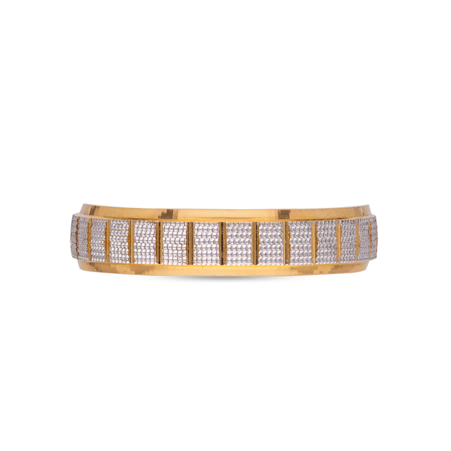 Harmony Fusion: Matte Finish Gold Band Ring with Yellow and White Gold Accents