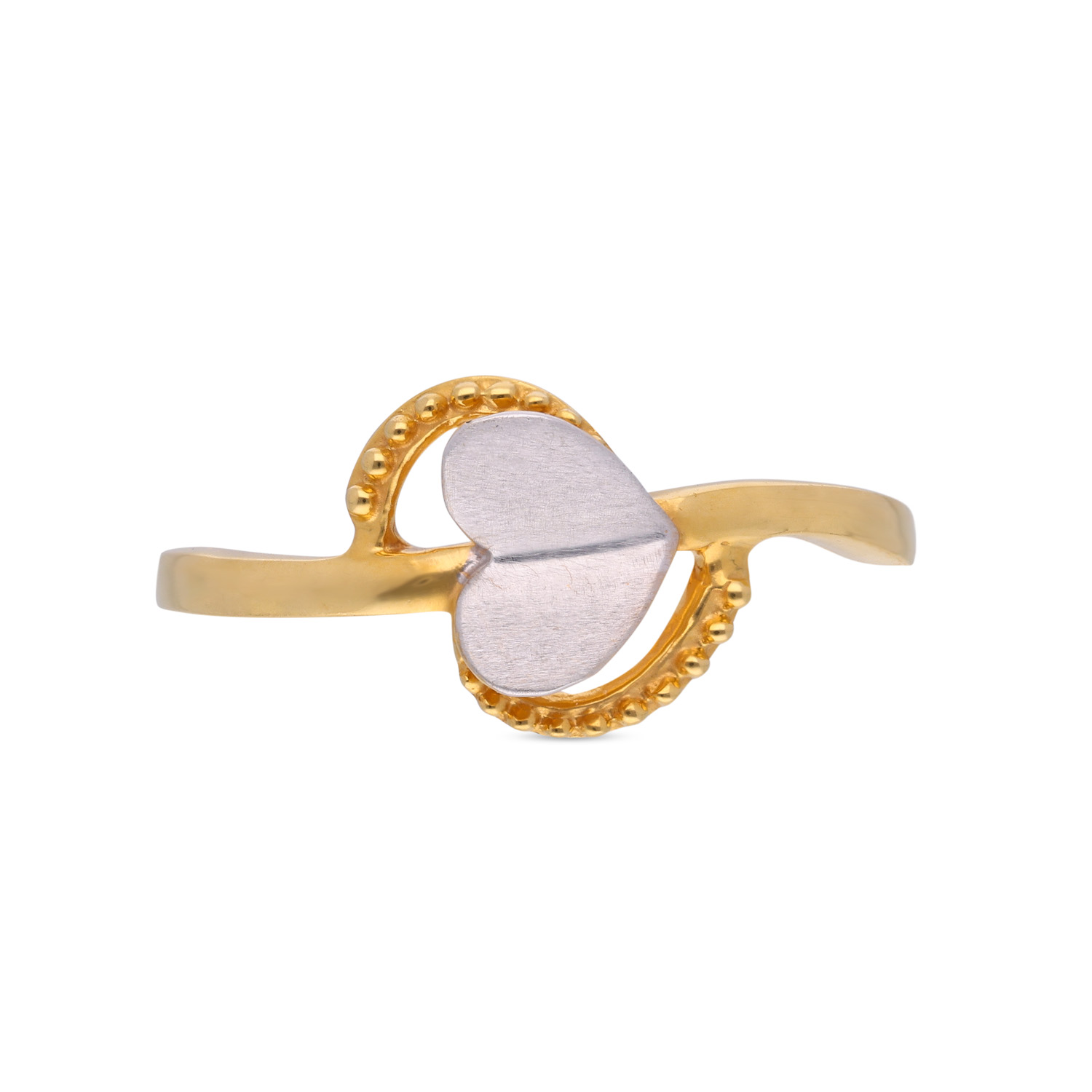 Sacred Union: Heart-Shaped Center with Cross Band Yellow and White Gold Ring