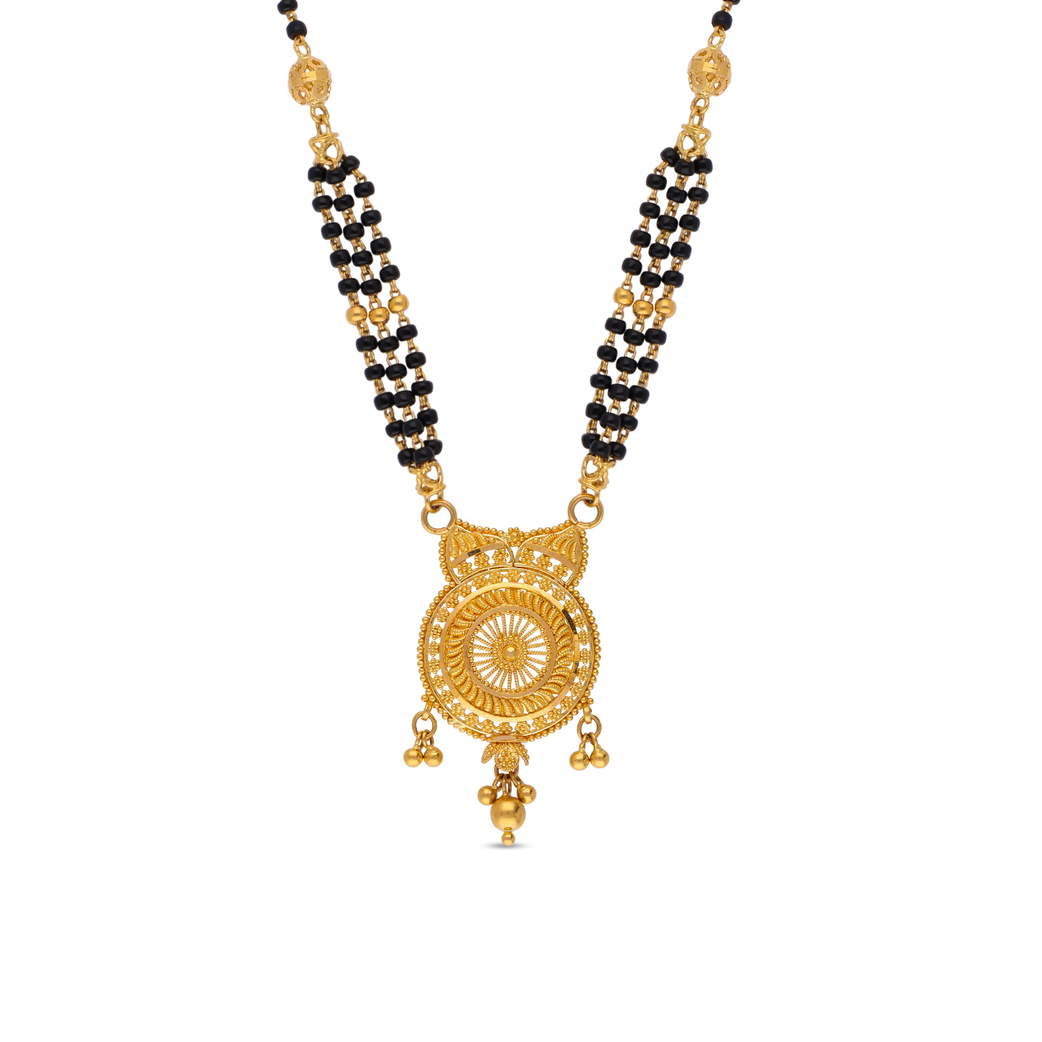 Sanskrit Elegance: Traditional Mangalsutra Black Bead Chain Pendant