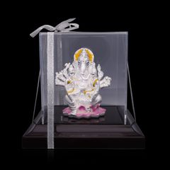 Sacred Union: Electroformed Silver Ganesh Idol with Consorts, Perfect for Gifting