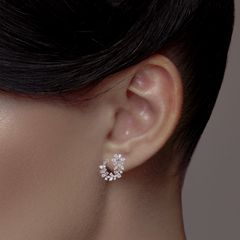Sculpted Radiance: Fancy Diamond Stud Earrings with Pear, Marquise, and Round Diamonds