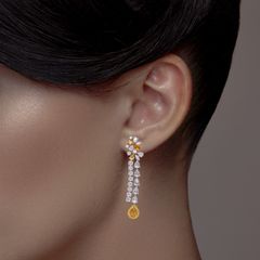 Eternal Radiance: Long Diamond Ear Drops with Fancy Design