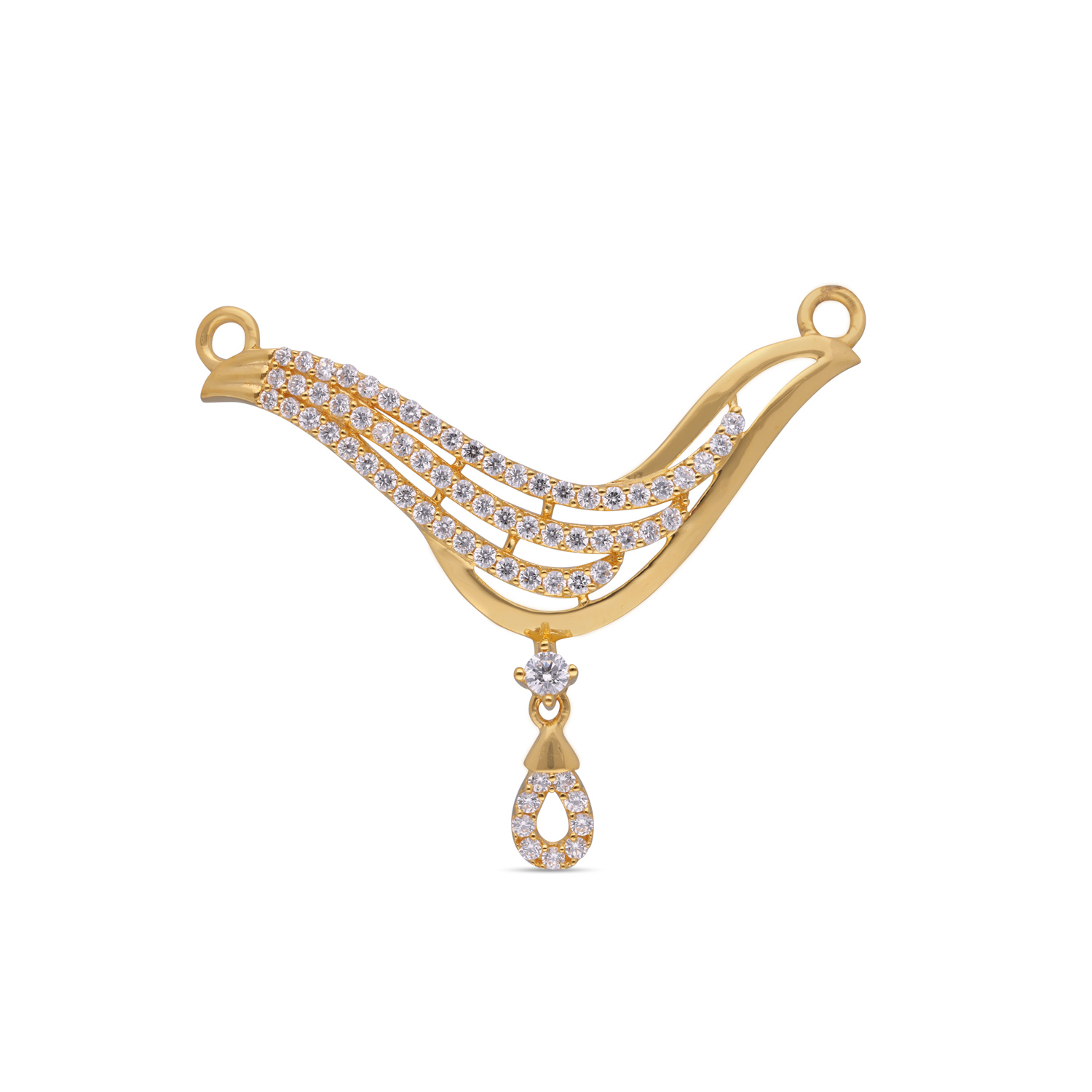 Dual Harmony: Double Hook Mangalsutra Pendant with Cubic Zircons
